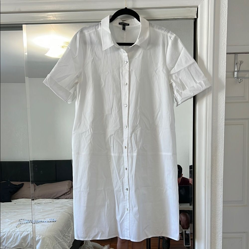 Eileen Fisher White Casual Button Down Shirt M